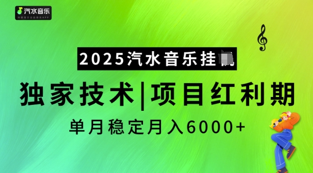 2025汽水音乐挂JI，独家技术，项目红利期，稳定月入5k【揭秘】-古书籍