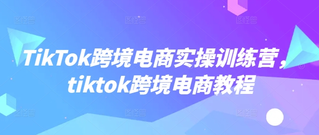 TikTok跨境电商实操训练营，tiktok跨境电商教程-古书籍