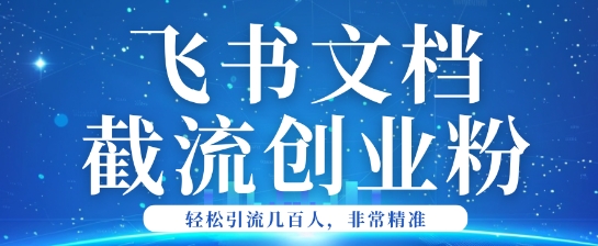 利用飞书文档截流创业粉轻松引流200+-古书籍