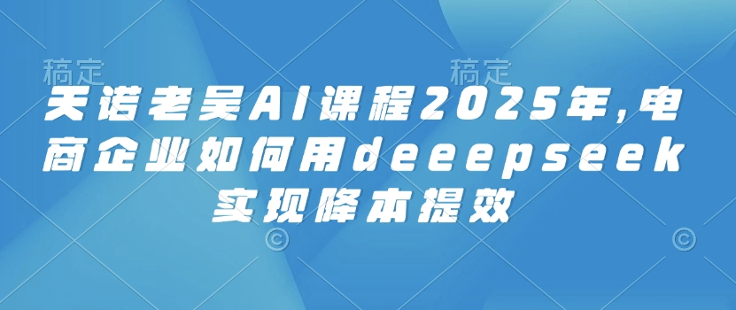 天诺老吴AI课程2025年，电商企业如何用deeepseek实现降本提效-古书籍