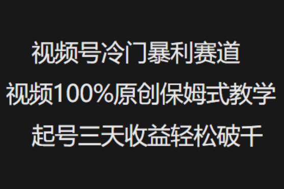 视频号冷门暴利赛道视频100%原创保姆式教学起号三天收益轻松破千-古书籍
